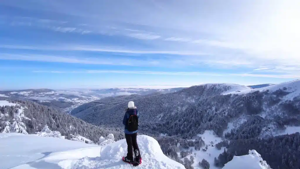 Camping ouvert en hiver dans les Vosges.